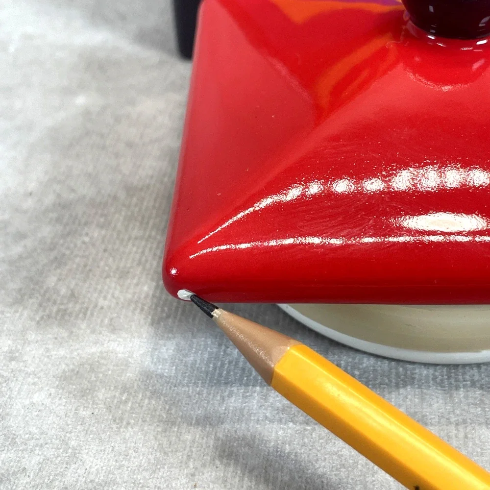 Mary Naylor Designs Modern Ceramic Canister Red Lid Hand Painted Abstract 7x4.5